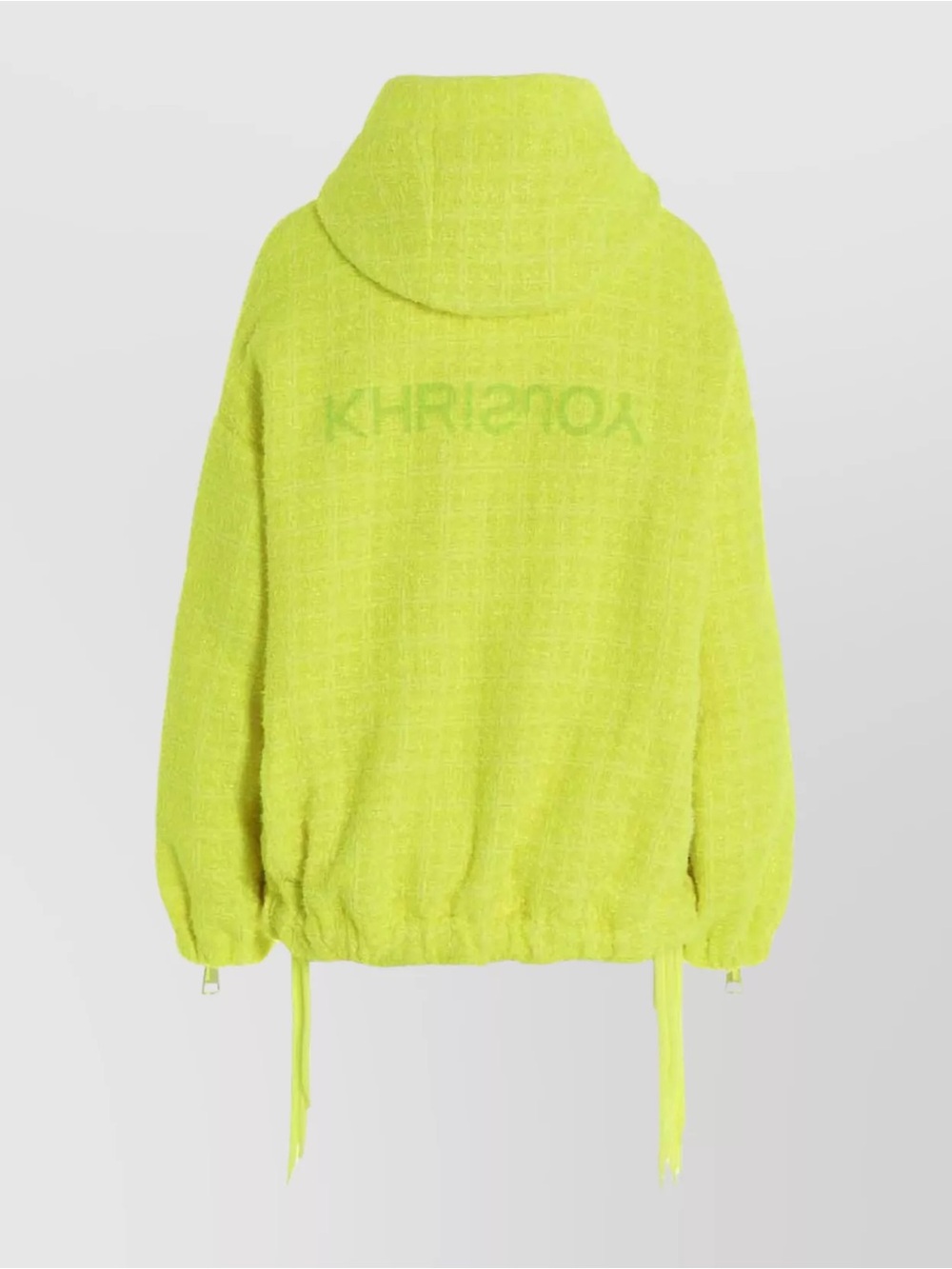 Khrisjoy Neon Yellow tweed drawstring hood jacket